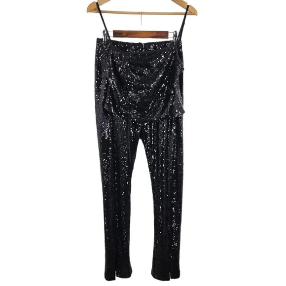 Wayf Encore Sequined Wide-Leg Pants‎ & Ruched Sequin Cami 2 Pieces Size M NWT - Picture 1 of 16
